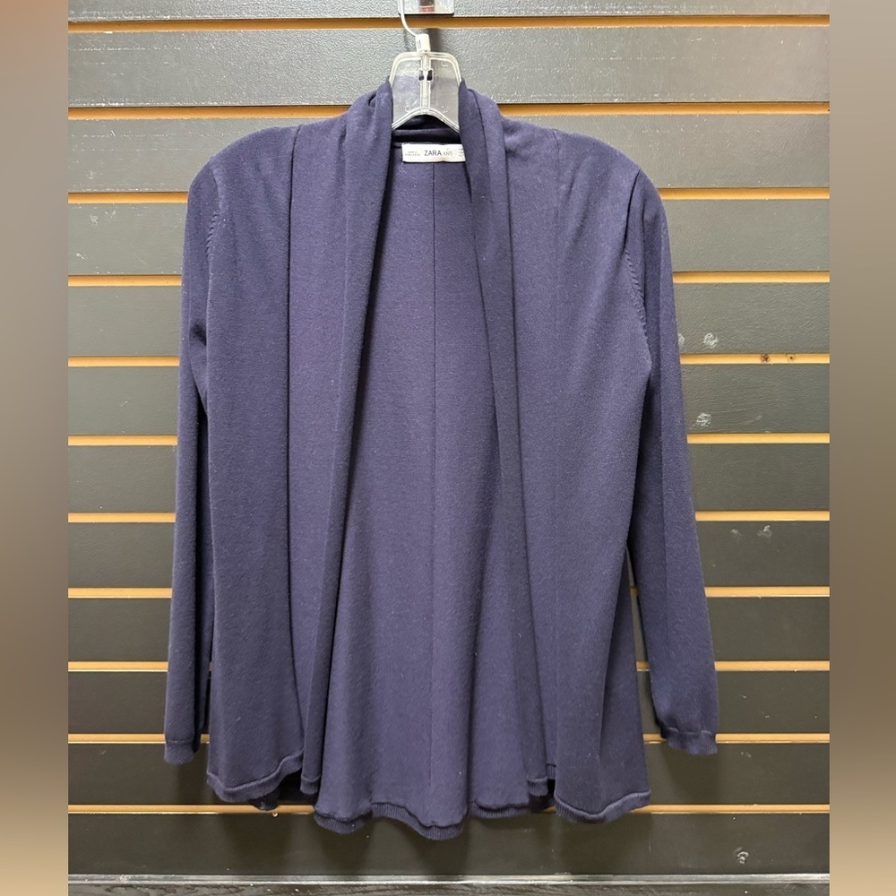 Zara Knit Navy Open Front Cardigan Size M
